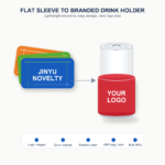 Foldable neoprene sleeve turning into branded drink holder with custom logo