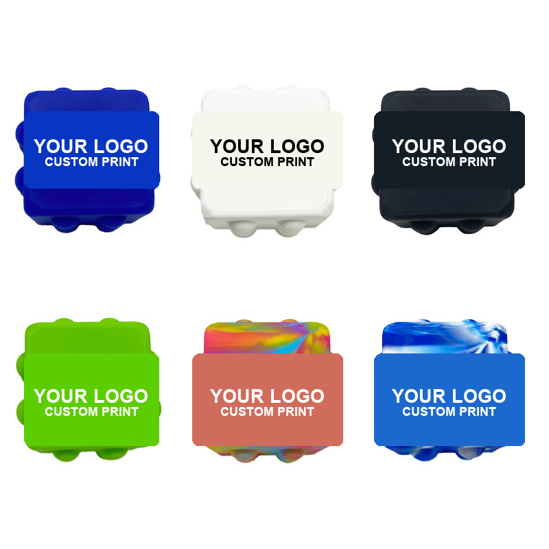 Custom logo silicone push pop bubble cube fidget toy in multiple colors