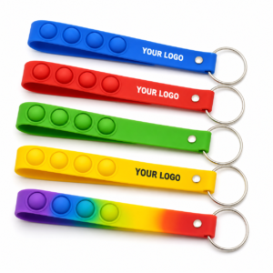 Custom Logo Push Pop Fidget Wrist Strap Keychain custom logo promotional fidget toy