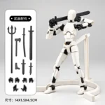 White multi-jointed poseable action figure with accessories