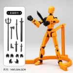 Orange multi-jointed poseable action figure with accessories