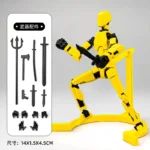Yellow multi-jointed poseable action figure with accessories