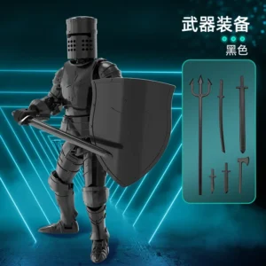 Multi-Jointed Poseable Knight Figure — Black — custom logo building toys wholesale factory direct