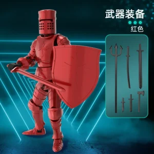 Multi-Jointed Poseable Knight Figure — Red — custom logo building toys wholesale factory direct