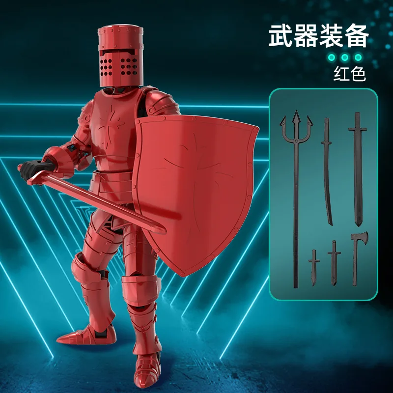 Multi-Jointed Poseable Knight Figure — Red — custom logo building toys wholesale factory direct