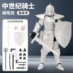 White medieval knight action figure with weapon and shield accessories