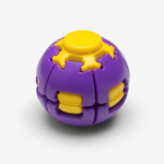 Purple pop and spin fidget toy with yellow buttons