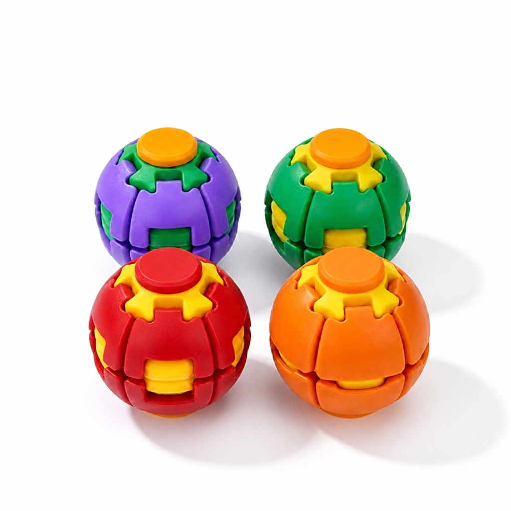 Custom logo rotating gear fidget ball toy in assorted colors