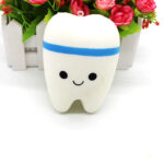 White tooth-shaped PU slow-rising stress toy with blue stripe