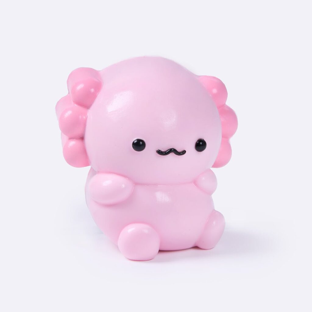 Pink axolotl squishy toy for wholesale animal sensory sourcing