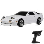 White 1:24-style remote control racing and drift car with pistol-grip controller