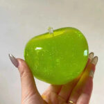 Crystal green apple squishy toy with translucent glitter finish