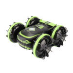 Black and green 1:16 amphibious 4WD RC car with paddle-style wheels