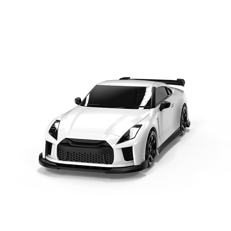 1:64 white mini RC drift car on a clean white background