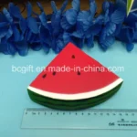 Watermelon slice squishy toy with size reference for wholesale sourcing